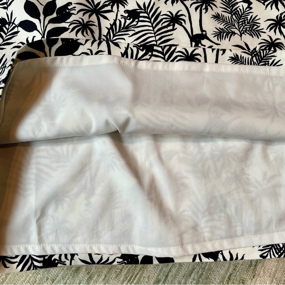 Talbots A Line Tropical Monkeys Ivory Black Canvas Side Zip Lined Skirt - Picture 7 of 9